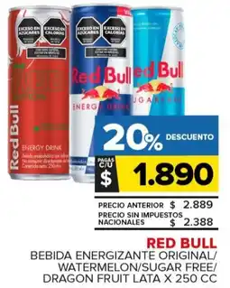 Carrefour Maxi Red bull bebida energizante original/ watermelon/sugar free/ dragon fruit lata oferta