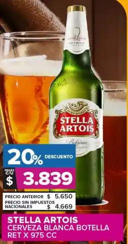 Carrefour Maxi Stella artois cerveza blanca botella ret oferta