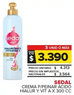 Carrefour Maxi Sedal crema p/peinar acido hialur y vita oferta