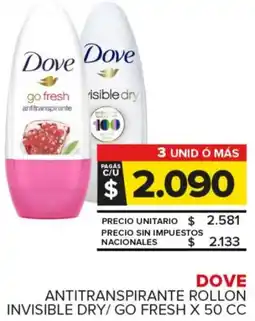 Carrefour Maxi Dove antitranspirante rollon invisible dry/go fresh oferta
