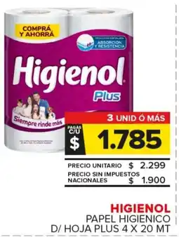 Carrefour Maxi Higienol papel higienico d/ hoja plus oferta
