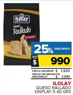 Carrefour Maxi Ilolay queso rallado display oferta