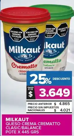 Carrefour Maxi Milkaut queso crema crematto clasic/balance pote oferta