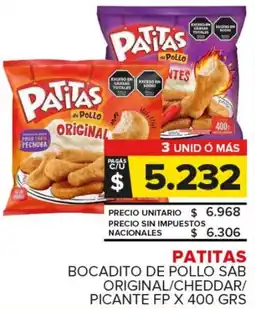 Carrefour Maxi Patitas bocadito de pollo sab original/cheddar/ picante oferta
