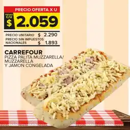 Carrefour Maxi Carrefour pizza palita muzzarella/ muzzarella y jamon congelada oferta