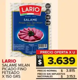 Carrefour Maxi Lario salame milan picado fino feteado oferta