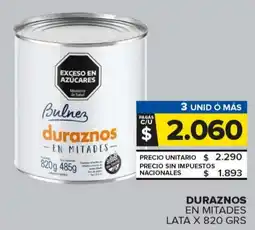 Carrefour Maxi Bulnez duraznos en mitades lata oferta