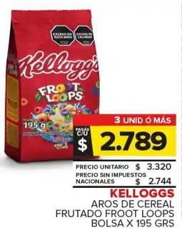 Carrefour Maxi Kelloggs aros de cereal frutado froot loops bolsa oferta