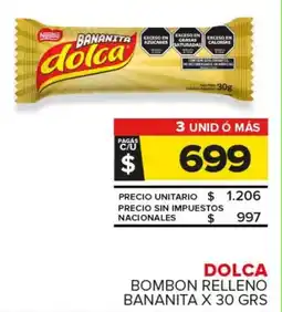 Carrefour Maxi Bombon relleno bananita oferta
