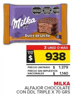 Carrefour Maxi Milka alfajor chocolate con ddl triple oferta