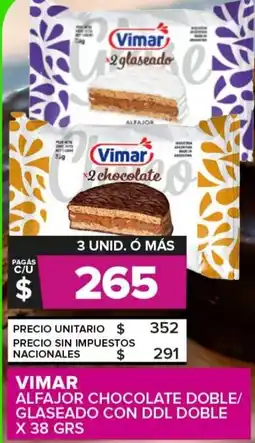 Carrefour Maxi Vimar alfajor chocolate doble/ glaseado con ddl doble oferta