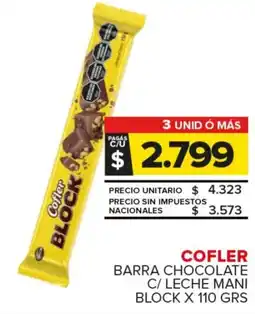 Carrefour Maxi Cofler barra chocolate c/ leche mani block oferta