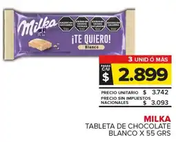Carrefour Maxi Milka tableta de chocolate blanco oferta