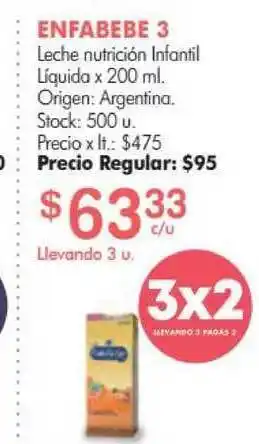 Enfabebe 3 Leche Nutrición Infantil Líquida x 200ml