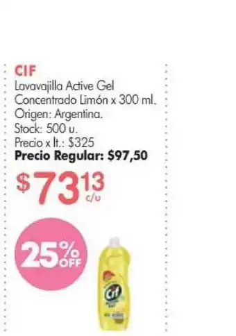 Simplicity Cif Lavavajilla Active Gel Concentrado Limón x 300ml oferta