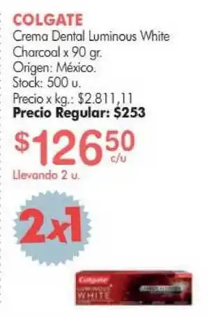 Simplicity Colgate Crema Dental Luminous White Charcoal x 90grs oferta