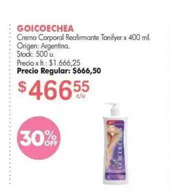 Simplicity Goicoechea Crema Corporal Reafirmante Tonifyer x 400ml oferta