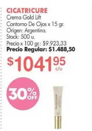 Simplicity Cicactricure Crema Gold Lift Contorno De Ojos x 15gr oferta