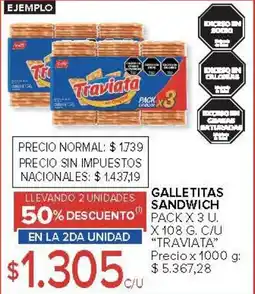 Carrefour Traviata galletitas sandwich oferta