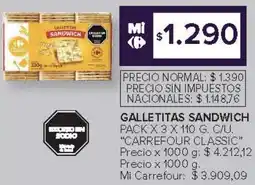 Carrefour Carrefour classic sandwich galletitas oferta