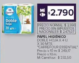 Carrefour Carrefour essential papel higiénico doble hoja oferta