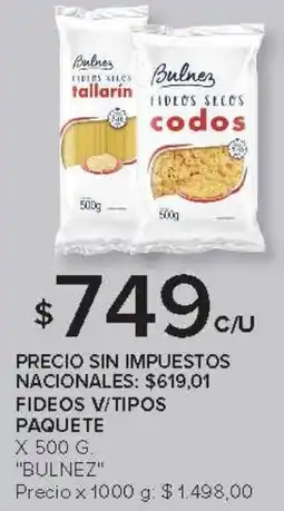 Carrefour Bulnez fideos v/tipos paquete oferta