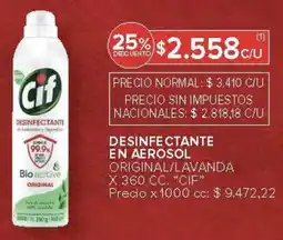 Carrefour Cif desinfectante en aerosol original/lavanda oferta