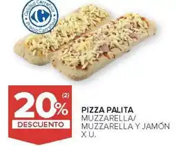 Carrefour Pizza palita muzzarella/ muzzarella y jamón oferta