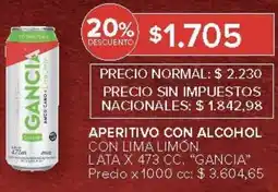 Carrefour Gancia aperitivo con alcohol con lima limón lata oferta