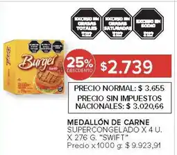 Carrefour Swift medallón de carne supercongelado oferta
