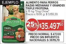 Carrefour Dog chow alimento para perros razas medianas y grandes triple proteína oferta