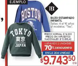 Carrefour Tex buzo estampado infantil oferta