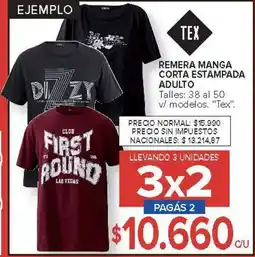 Carrefour Tex remera manga corta estampada adulto oferta