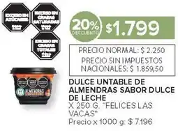 Carrefour Felices las vacas dulce untable de almendras sabor dulce de leche oferta