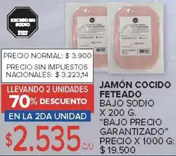 Carrefour Bajo precio garantizado jamón cocido feteado bajo sodio oferta