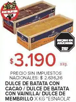 Carrefour Esnaola dulce de batata con cacao/ dulce de batata con vainilla/ dulce de membrillo oferta