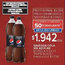 Carrefour Pepsi black gaseosa cola sin azúcar botella oferta