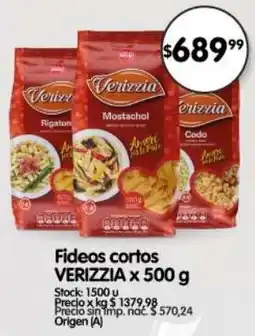 Supermercados Buenos Días Verizzia fideos cortos oferta