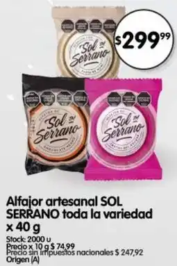 Supermercados Buenos Días Sol serrano alfajor artesanal toda la variedad oferta
