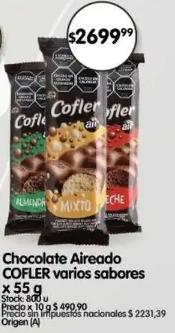 Supermercados Buenos Días Cofler chocolate aireado varios sabores oferta