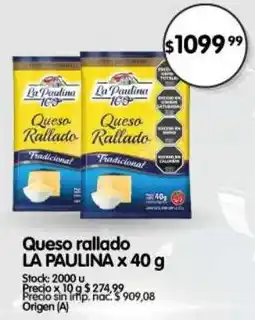 Supermercados Buenos Días La paulina queso rallado oferta