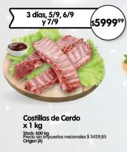 Supermercados Buenos Días Costillas de cerdo oferta