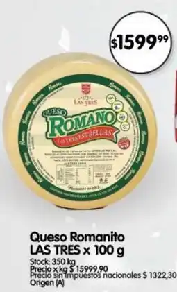 Supermercados Buenos Días Las tres queso romanito oferta