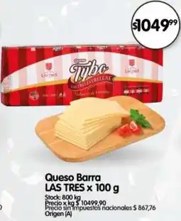 Supermercados Buenos Días Las tres queso barra oferta