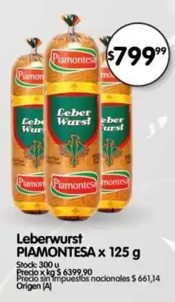 Supermercados Buenos Días Piamontesa leberwurst oferta