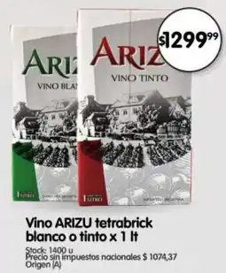 Supermercados Buenos Días Arizu vino tetrabrick blanco o tinto oferta