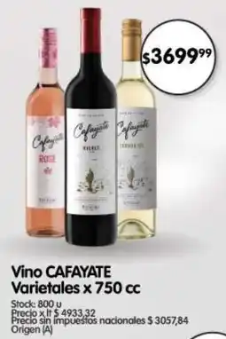Supermercados Buenos Días Cafayate vino varietales oferta