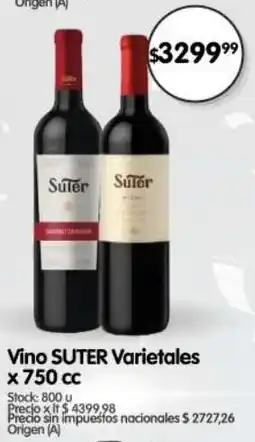 Supermercados Buenos Días Suter vino varietales oferta