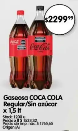 Supermercados Buenos Días Coca cola gaseosa regular/sin azúcar oferta