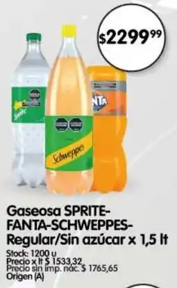 Supermercados Buenos Días Sprite- fanta-schweppes- regular/sin azúcargaseosa oferta